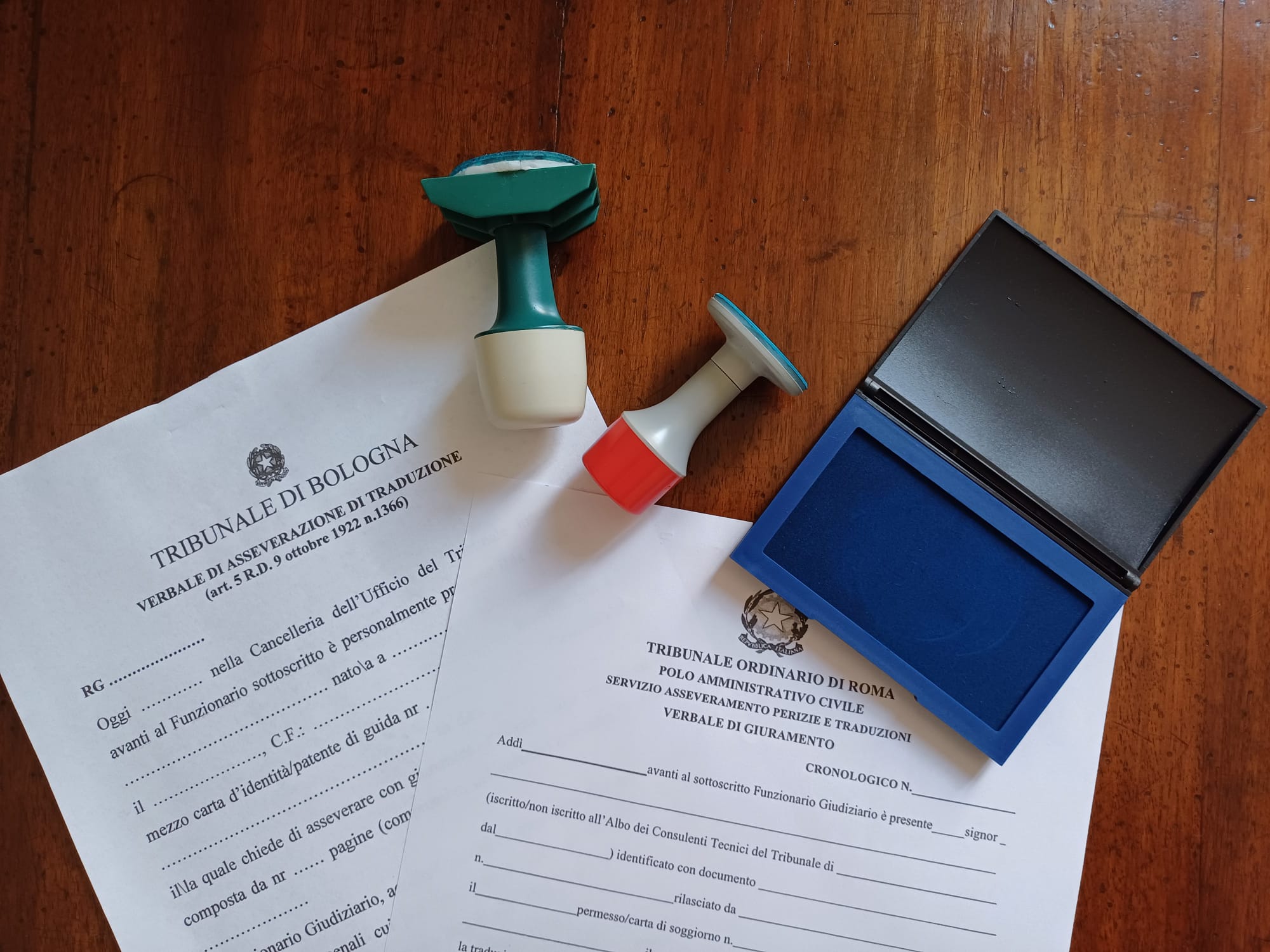 Riproduzione dei modelli del verbale di giuramento dei Tribunali di Bologna e Roma